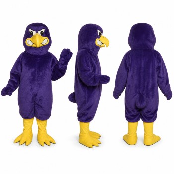 Eagle Mascot Costume in Purple with Yellow Beak Adult