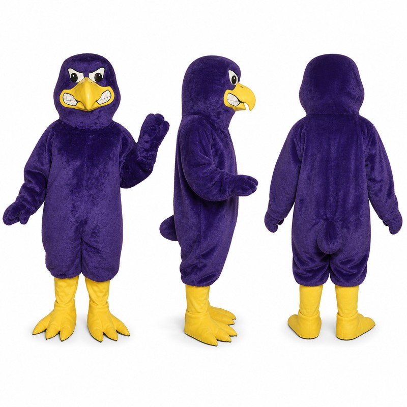 Eagle Mascot Costume in Purple with Yellow Beak Adult