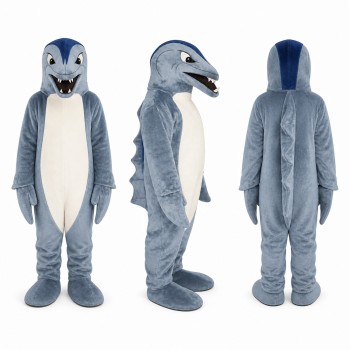 Shark Mascot Costume in Blue Gray with White Belly Adult
