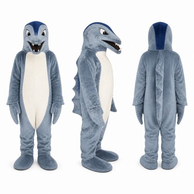 Shark Mascot Costume in Blue Gray with White Belly Adult