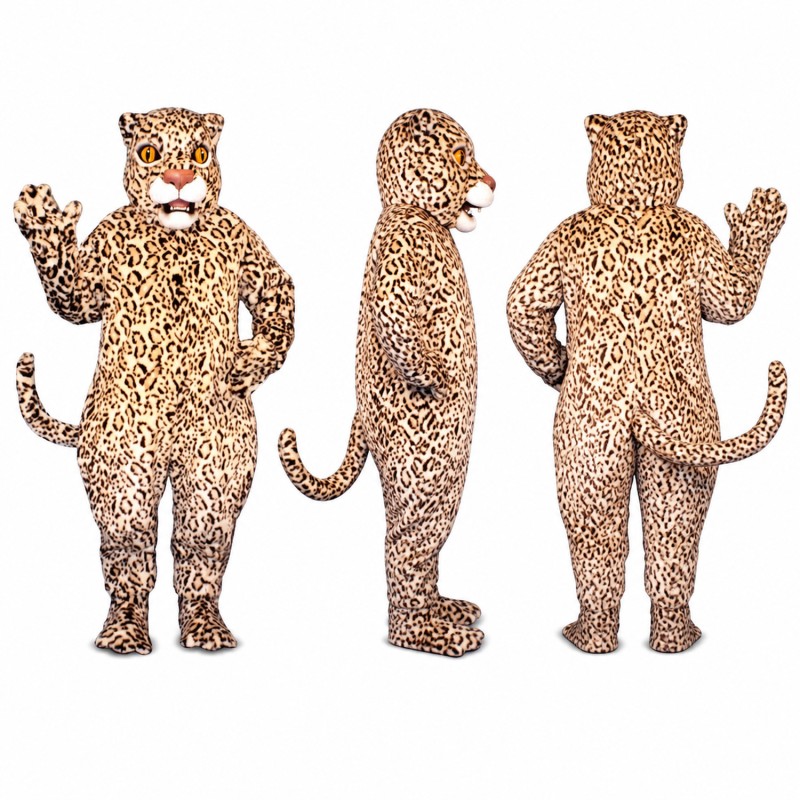 Leopard Mascot Costume in Tan with Black Spots Adult