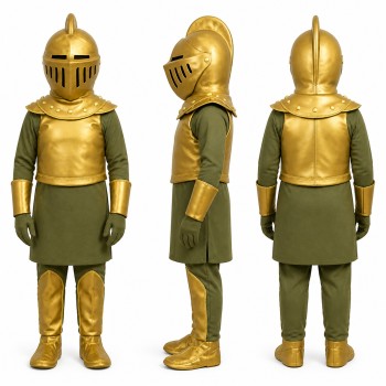 Medieval Knight Mascot Costume in Gold Armor Adult