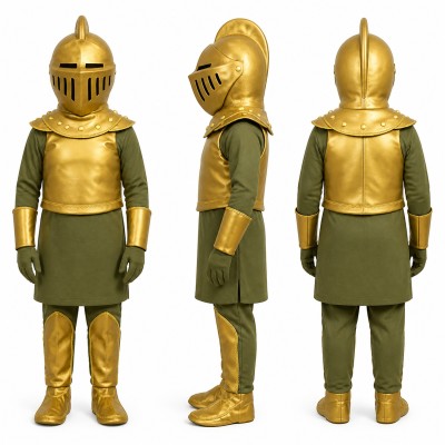 Medieval Knight Mascot Costume in Gold Armor Adult