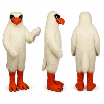 White Bird Mascot Costume with Orange Beak and Red Feet Adult