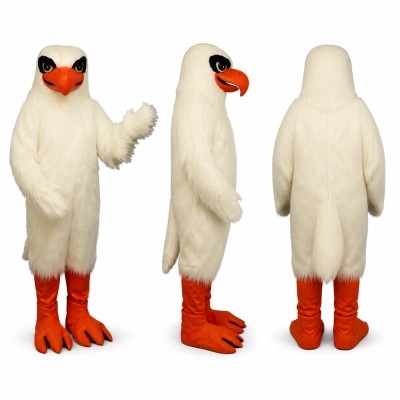 White Bird Mascot Costume with Orange Beak and Red Feet Adult