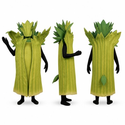 Celery Mascot Costume in Green with Leafy Stalks Adult
