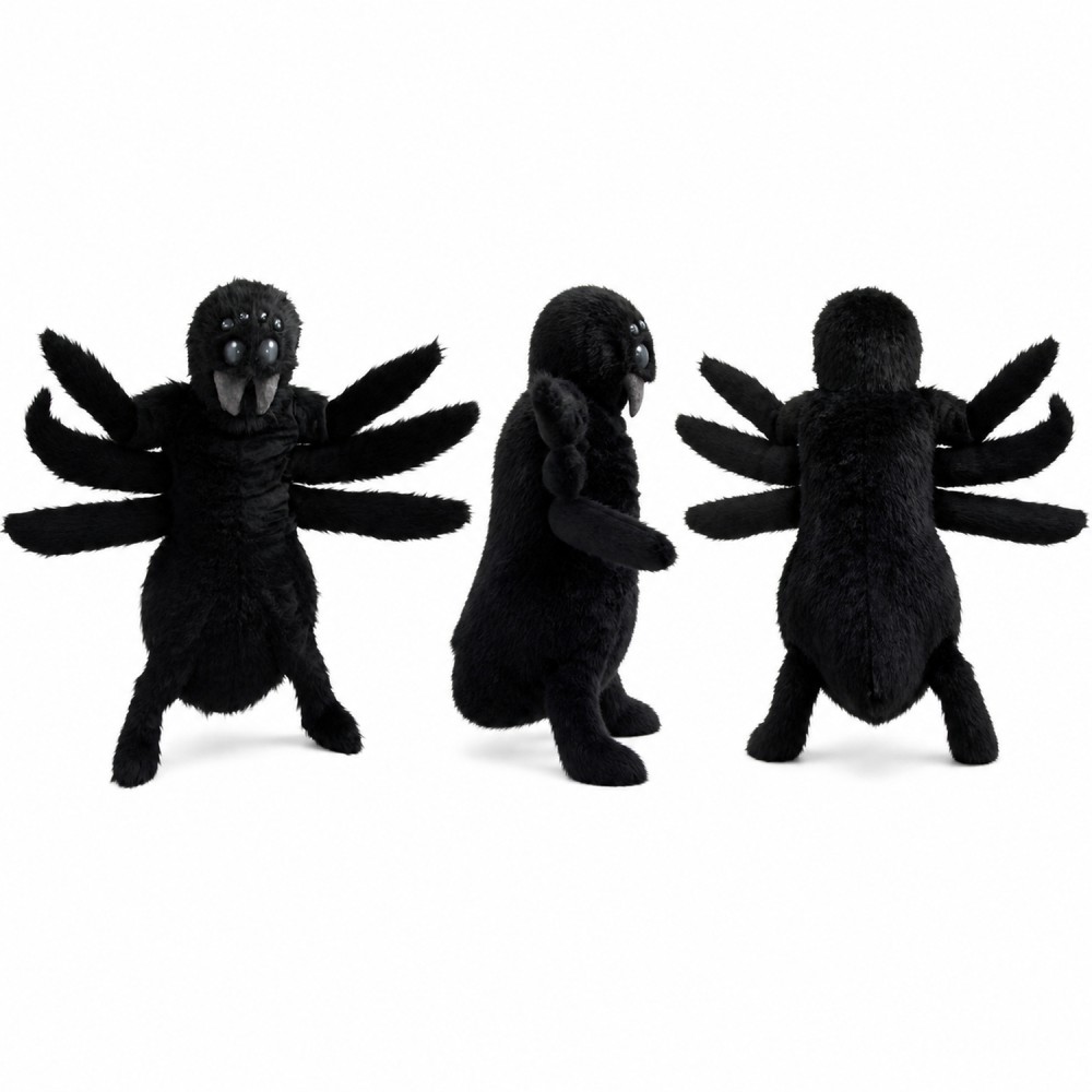 Spider Mascot Costume in Black with Eight Legs Adult