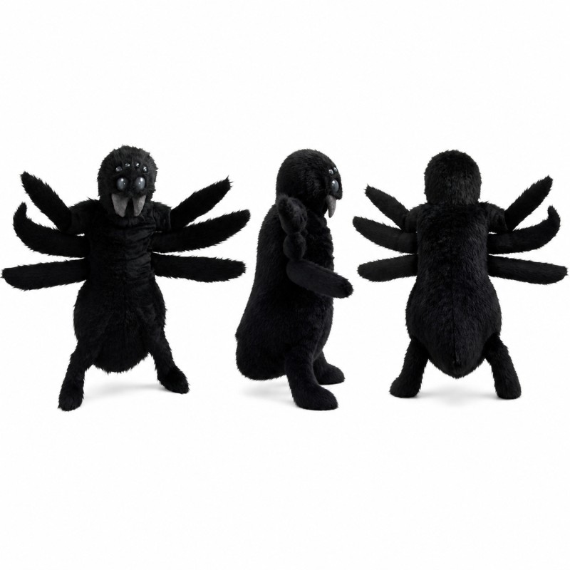 Spider Mascot Costume in Black with Eight Legs Adult
