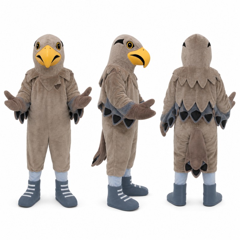 Eagle Athlete Mascot Costume in Gray with Striped Socks Adult