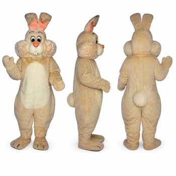 Rabbit Mascot Costume in Tan with Rounded Cheeks Adult