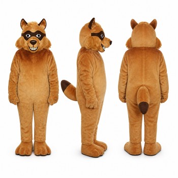 Raccoon Mascot Costume in Orange Brown with Ringed Tail Adult
