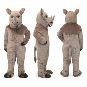 Rhinoceros Mascot Costume in Gray with Large Horn Adult