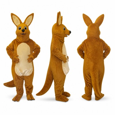 Kangaroo Mascot Costume in Orange Brown with Cream Belly Adult