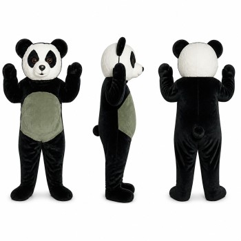 Panda Mascot Costume in Black and White with Gray Belly Adult