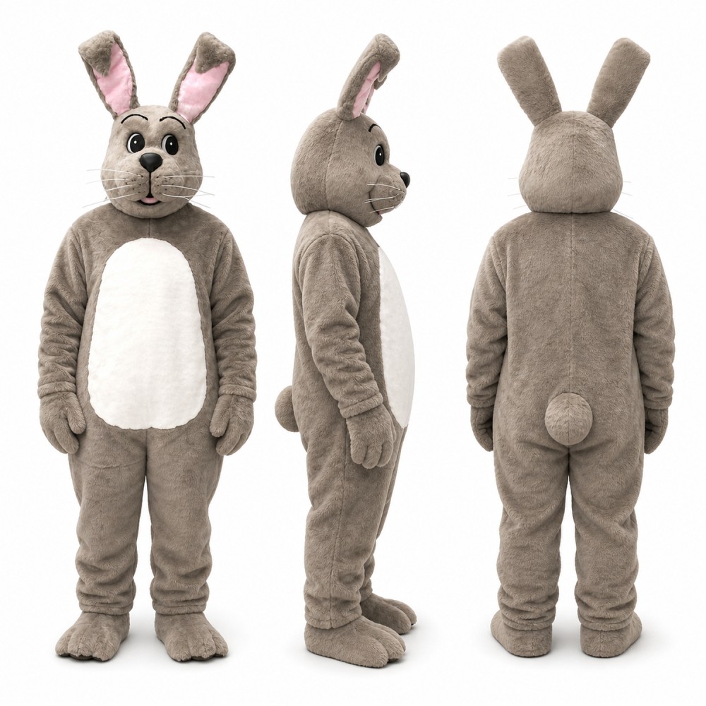 Rabbit Mascot Costume in Gray with White Belly Adult Rabbit Mascot Costume in Gray with White Belly Adult