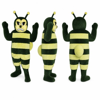 Bee Mascot Costume in Black and Lime Green with Antennae Adult