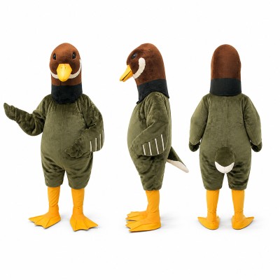 Duck Mascot Costume in Dark Green with Orange Beak and Feet Adult