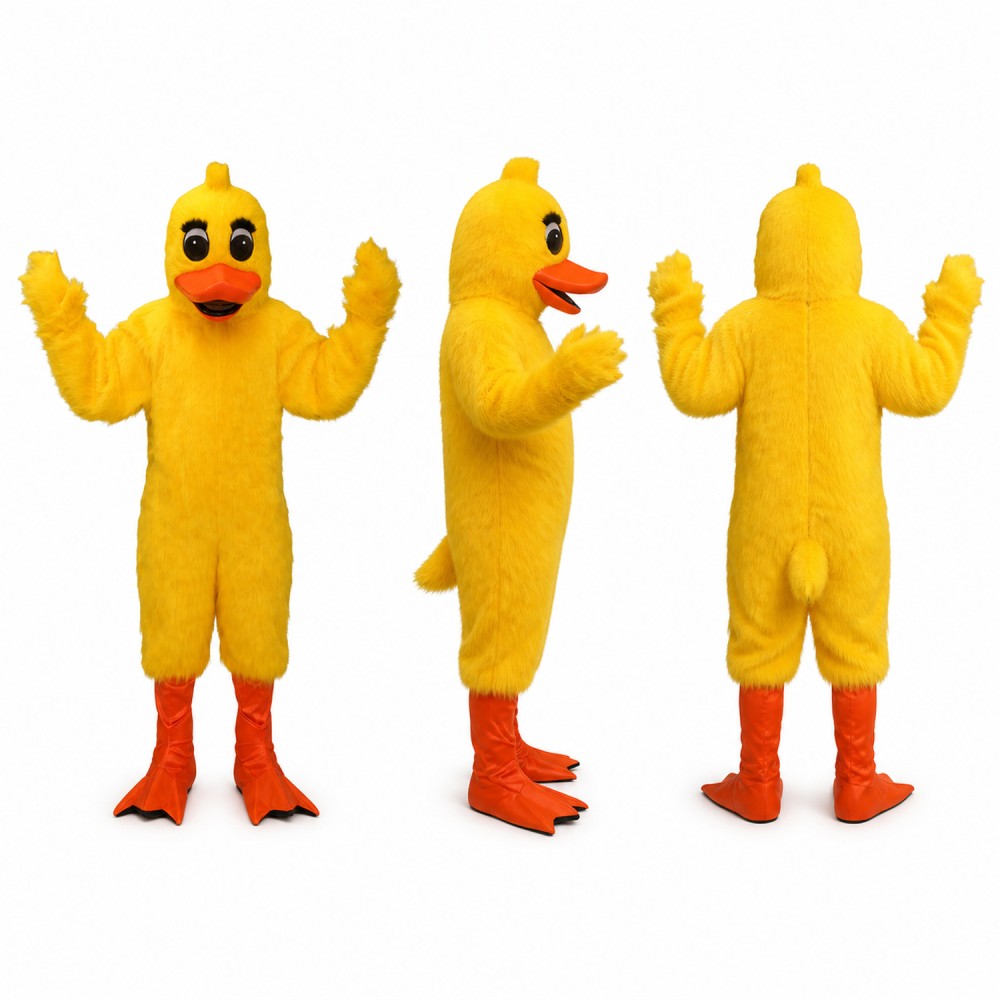 Duck Mascot Costume in Yellow with Red Orange Feet Adult Duck Mascot Costume in Yellow with Red Orange Feet Adult