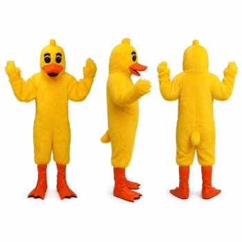 Duck Mascot Costume in Yellow with Red Orange Feet Adult