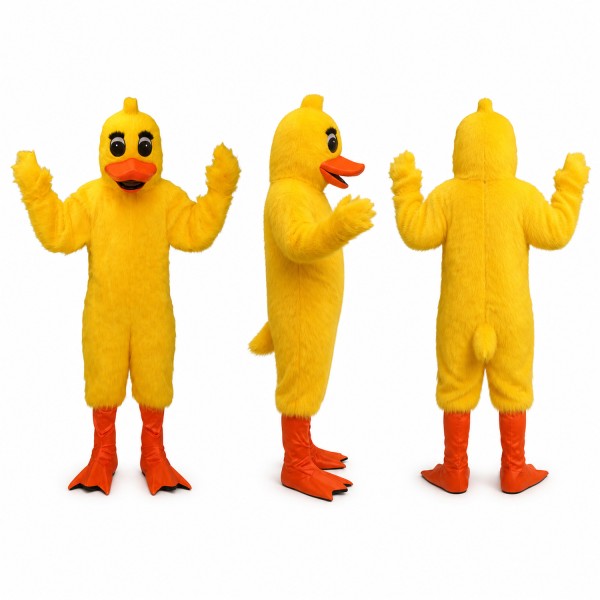 Duck Mascot Costume in Yellow with Red Orange Feet Adult