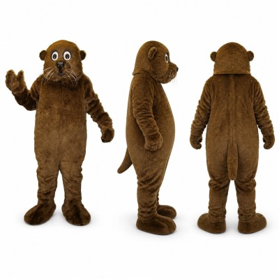 Otter Mascot Costume in Dark Brown with Round Ears Adult
