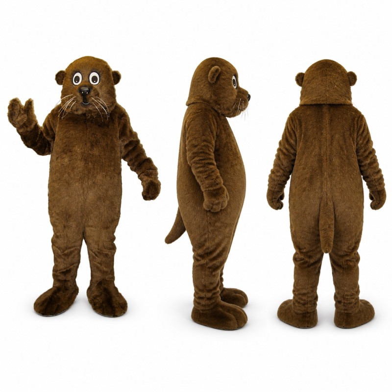 Otter Mascot Costume in Dark Brown with Round Ears Adult