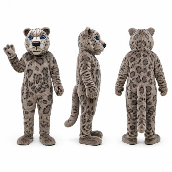 Snow Leopard Mascot Costume in Gray with Dark Spots Adult