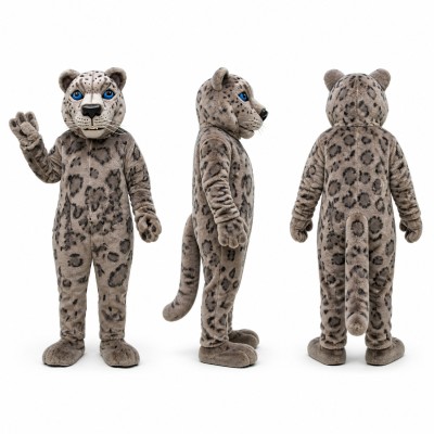 Snow Leopard Mascot Costume in Gray with Dark Spots Adult