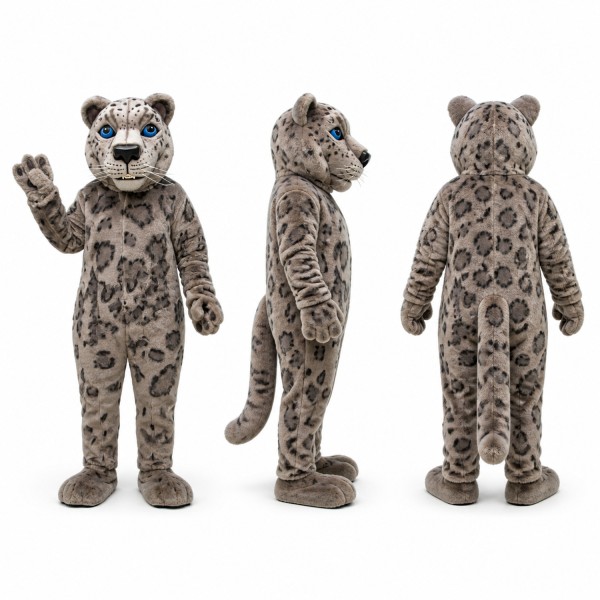 Snow Leopard Mascot Costume in Gray with Dark Spots Adult