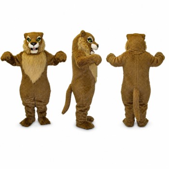 Mountain Lion Mascot Costume in Brown with Cream Chest Adult