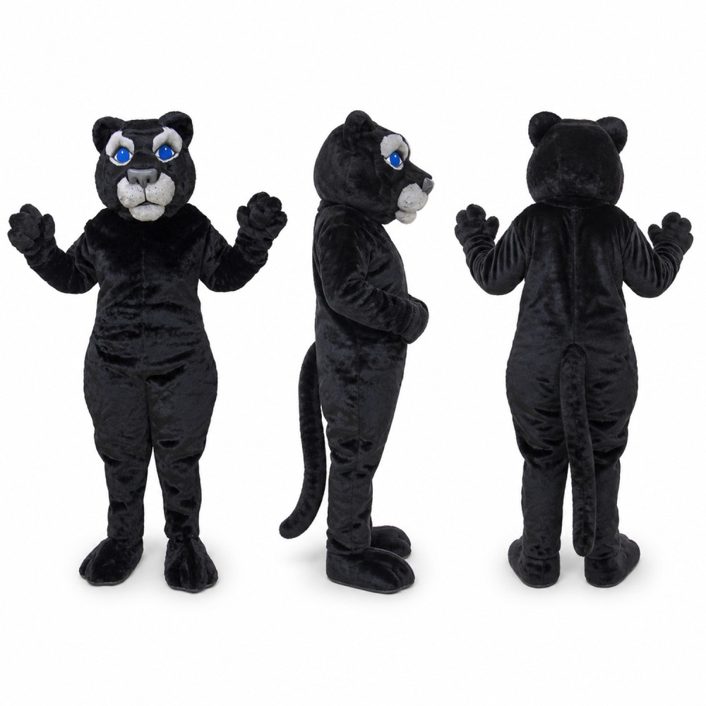 Panther Mascot Costume in Black with Blue Eyes Adult Panther Mascot Costume in Black with Blue Eyes Adult