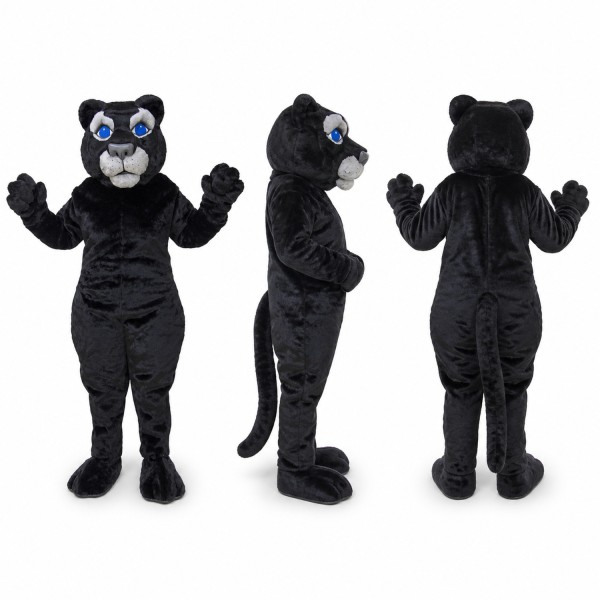 Panther Mascot Costume in Black with Blue Eyes Adult