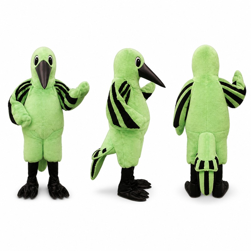 Parrot Mascot Costume in Light Green with Black Beak Adult