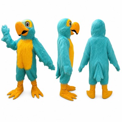 Parrot Mascot Costume in Teal with Yellow Belly Adult