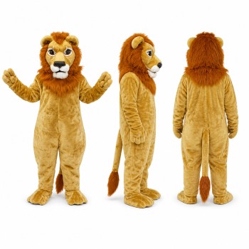 Lion Mascot Costume in Tan with Orange Mane Adult