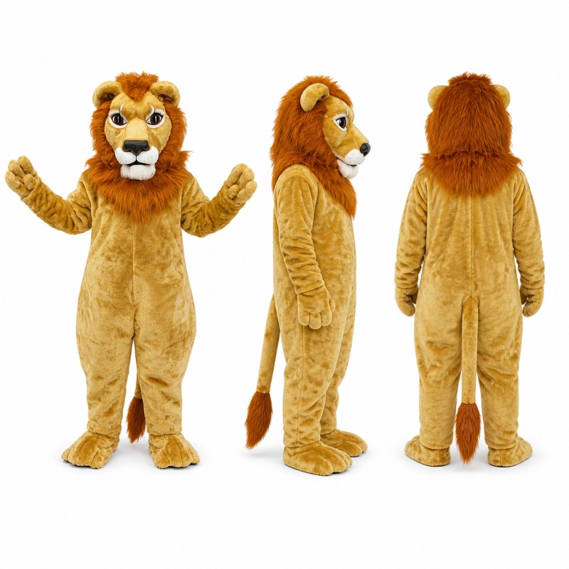 Lion Mascot Costume in Tan with Orange Mane Adult