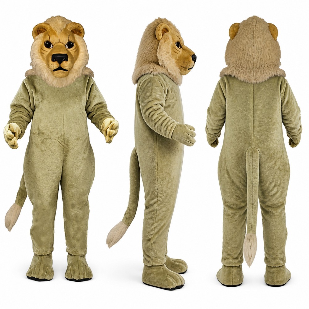 Lioness Mascot Costume in Pale Gray with Tan Face Adult