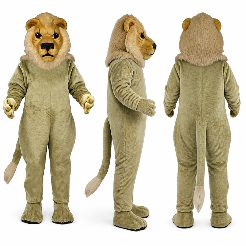 Lioness Mascot Costume in Pale Gray with Tan Face Adult