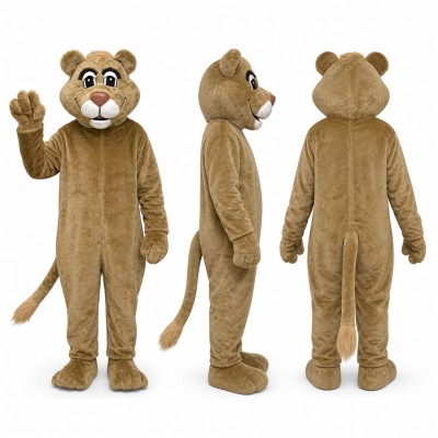 Cougar Mascot Costume in Gray Brown with White Muzzle Adult