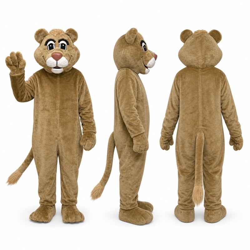 Cougar Mascot Costume in Gray Brown with White Muzzle Adult