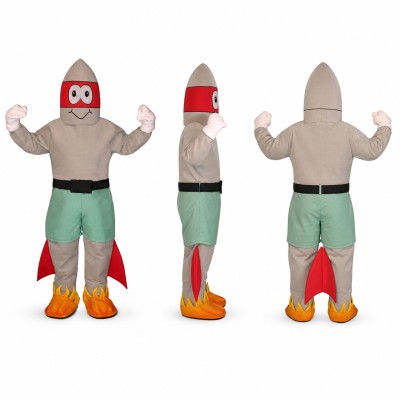 Masked Superhero Mascot Costume in Gray with Red Cape Adult