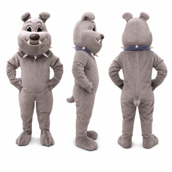 Bulldog Mascot Costume in Gray with Wide Smile Adult