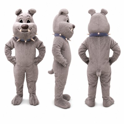 Bulldog Mascot Costume in Gray with Wide Smile Adult