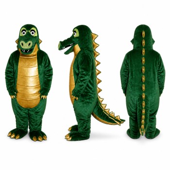 Crocodile Mascot Costume in Green with Yellow Belly Adult