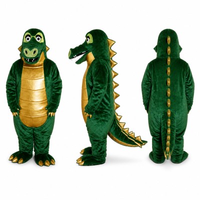 Crocodile Mascot Costume in Green with Yellow Belly Adult