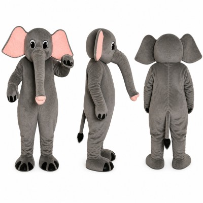 Elephant Mascot Costume in Gray with Pink Ears Adult