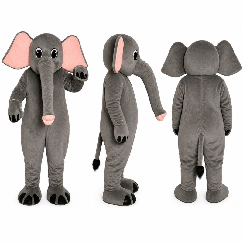 Elephant Mascot Costume in Gray with Pink Ears Adult