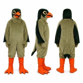 Adult Green Penguin Mascot Costume with Orange Beak and Feet