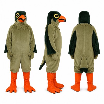 Adult Green Penguin Mascot Costume with Orange Beak and Feet