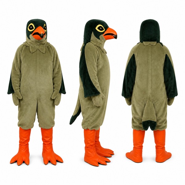 Red Legged Hawk Mascot Costume with Orange Beak and Feet